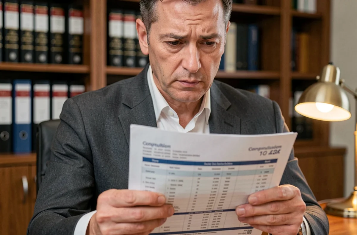 Professionnel analysant une fiche de paie et les cotisations sociales en portage salarial