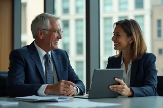 Cadre dirigeant en réunion dans un bureau moderne