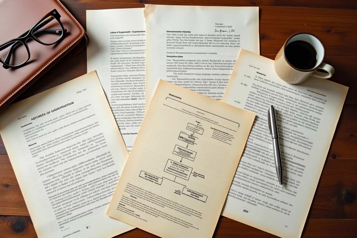 Vue aérienne de documents juridiques et corporatifs analysant les flux d'un groupe de sociétés international