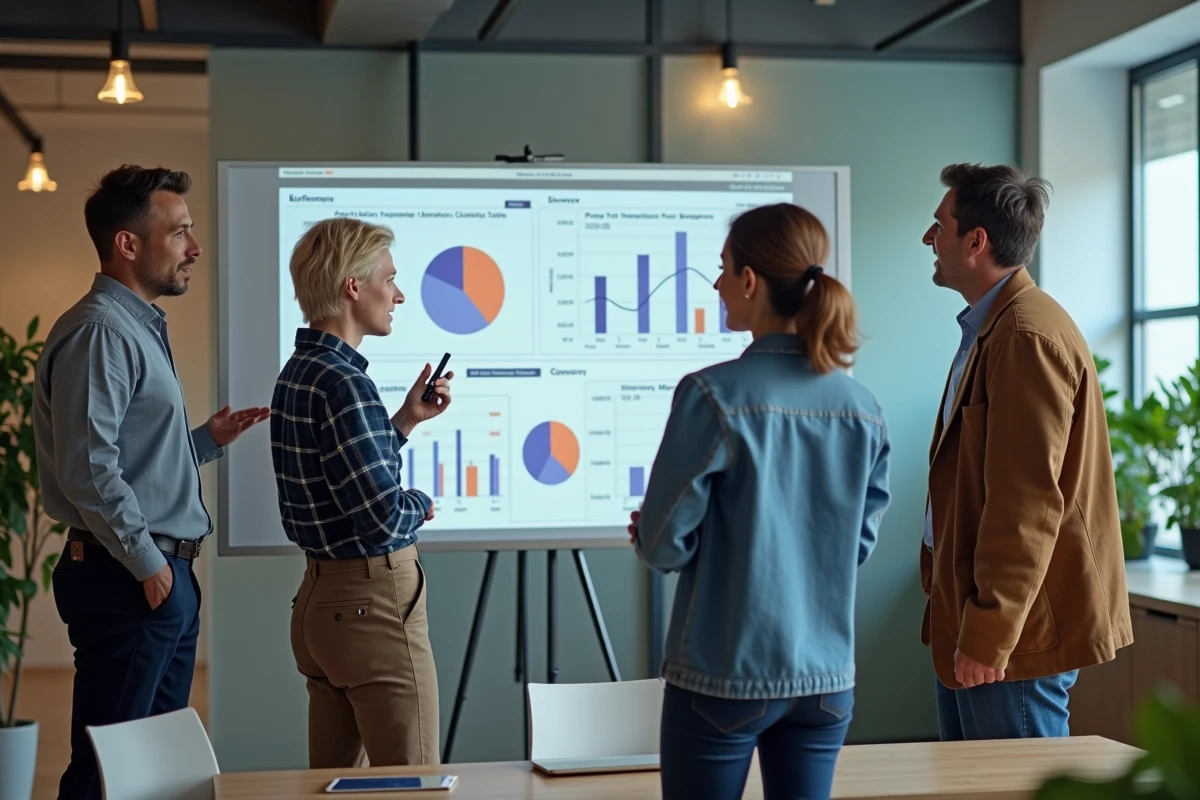 Equipe finance en discussion autour d