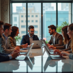 Groupe de professionnels marketing en réunion collaborative