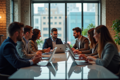 Groupe de professionnels marketing en réunion collaborative