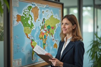 Femme d affaires regardant des diagrammes environnementaux