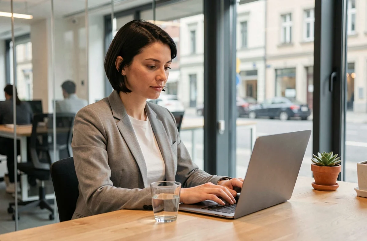 Femme indépendante travaillant dans un box privatif d'un espace de coworking à Schiltigheim
