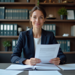 Femme juriste française tenant le Code du travail canadien