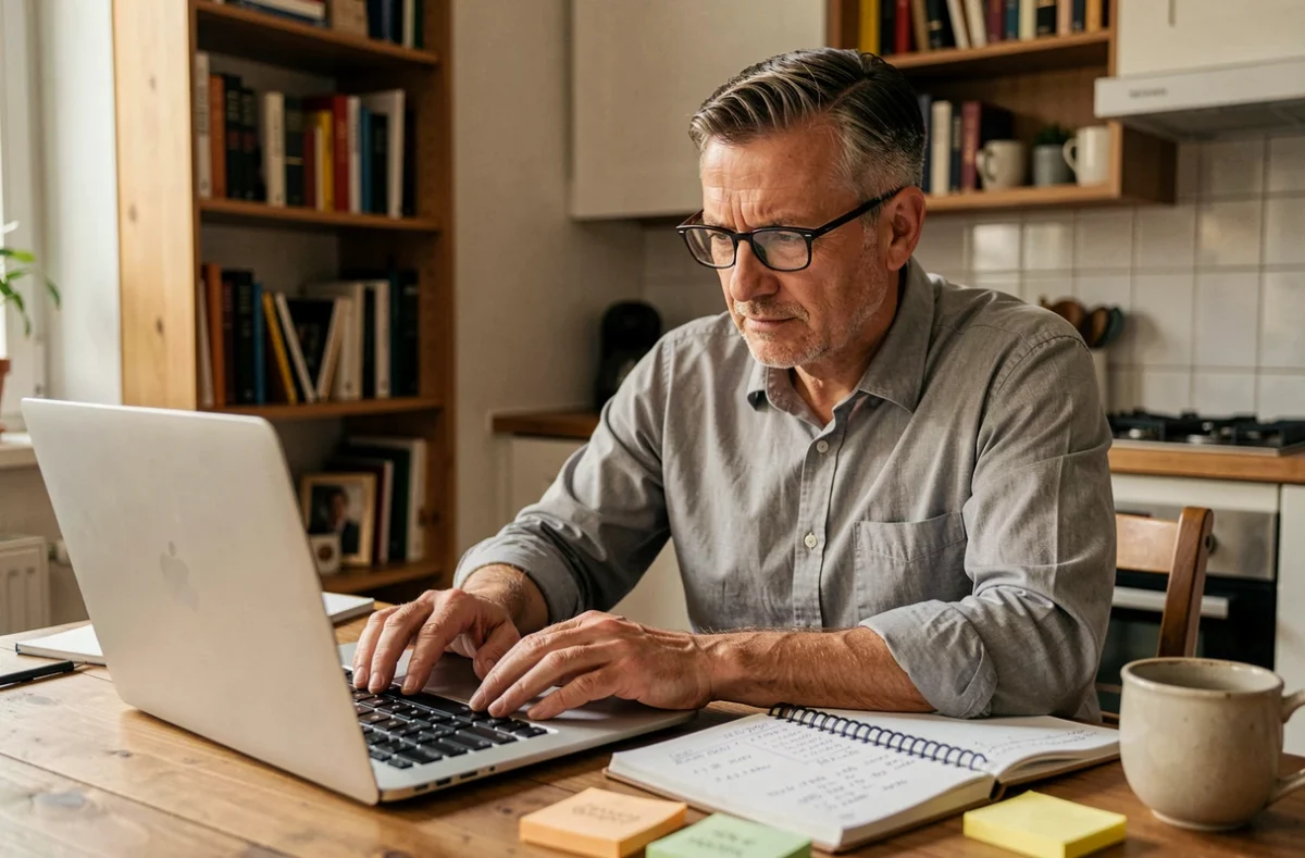 Freelance en portage salarial calculant ses coûts réels et frais déduits depuis son bureau à domicile
