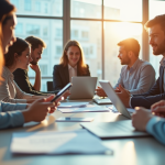 Groupe de professionnels collaborant dans un bureau moderne
