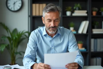 Homme d'affaires regardant un calendrier au bureau
