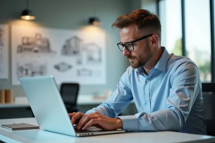 Homme d'affaires concentré sur un formulaire en ligne