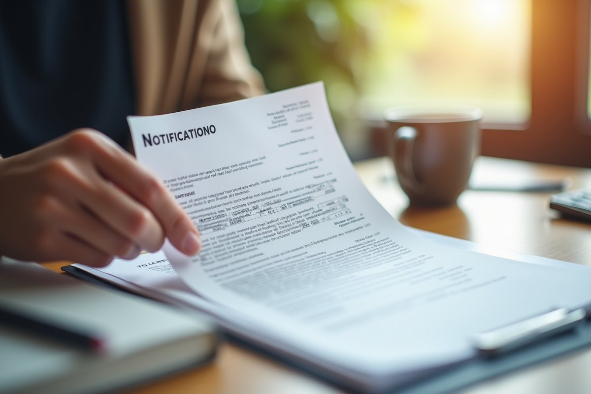 Main tenant un bulletin de salaire et une notification officielle française