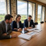 Groupe de quatre adultes en réunion professionnelle