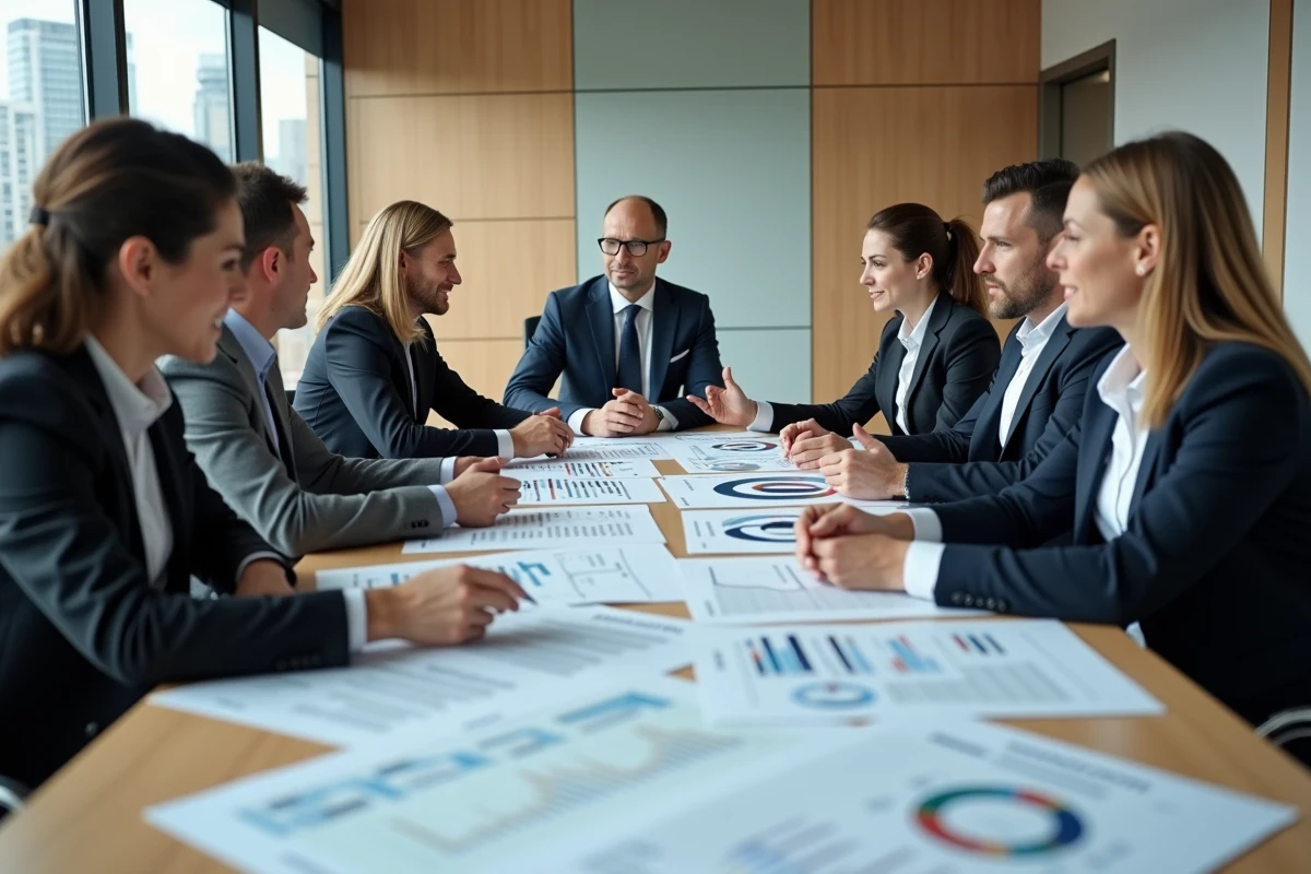 Groupe de professionnels en réunion d'affaires