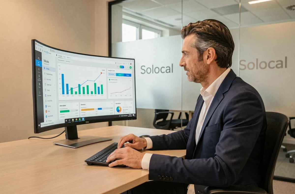 Professionnel utilisant les services de Solocal pour la présence digitale de son entreprise